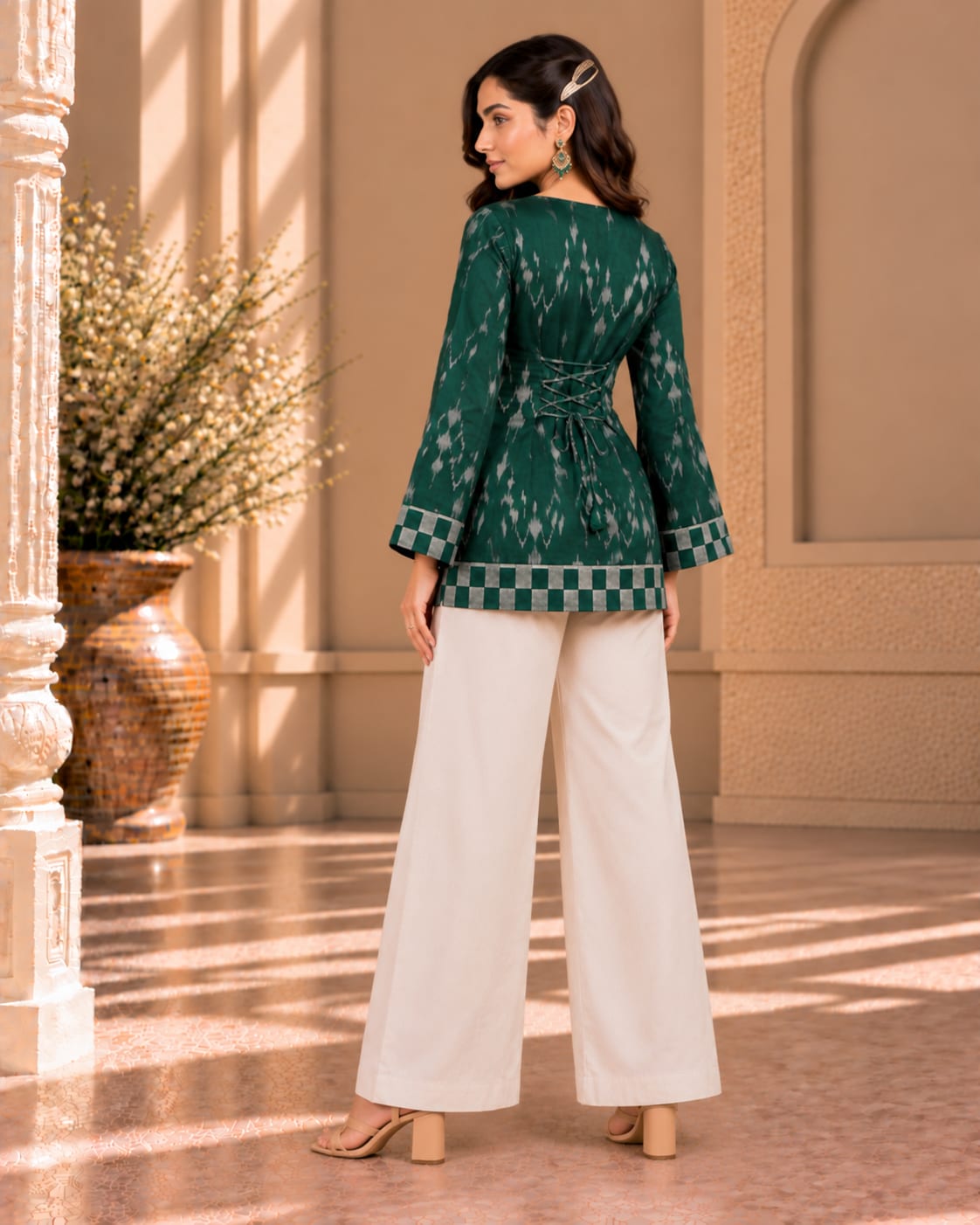Emerald Ikat Corset Back Kurti