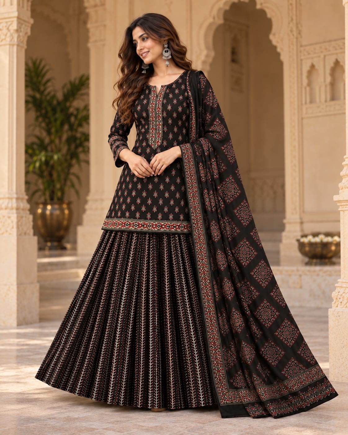 Aarohi Jaipuri Print Cotton Skirt Set