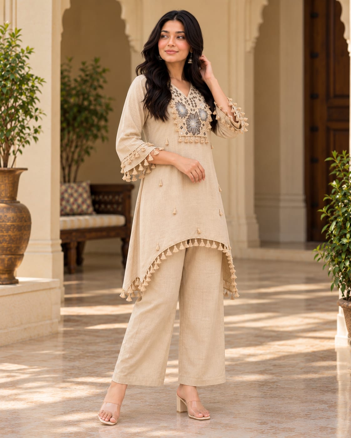 Desert Bloom Embroidered Cotton Co-ord Set