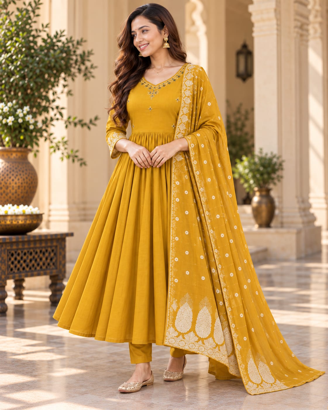 Bhavya Mul Chanderi Anarkali Suit Set