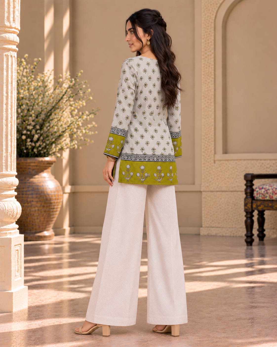Sage Bloom Printed Cotton Tunic Kurti