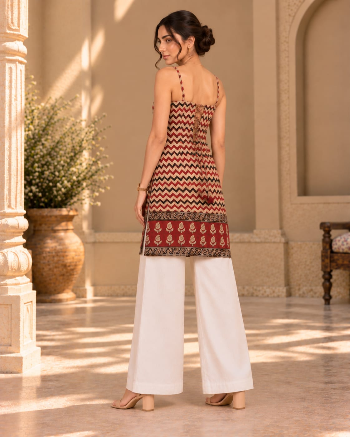 Aarohi Chevron & Floral Strap Kurti