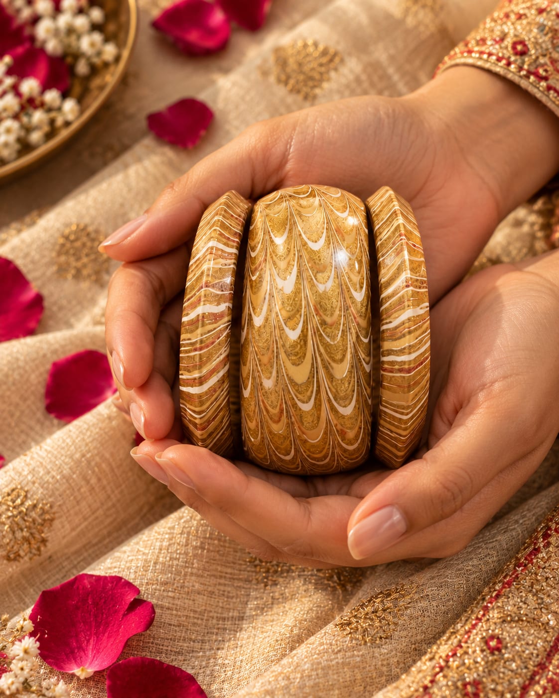 Swarna Leher Golden Ivory Lac Bangle Set