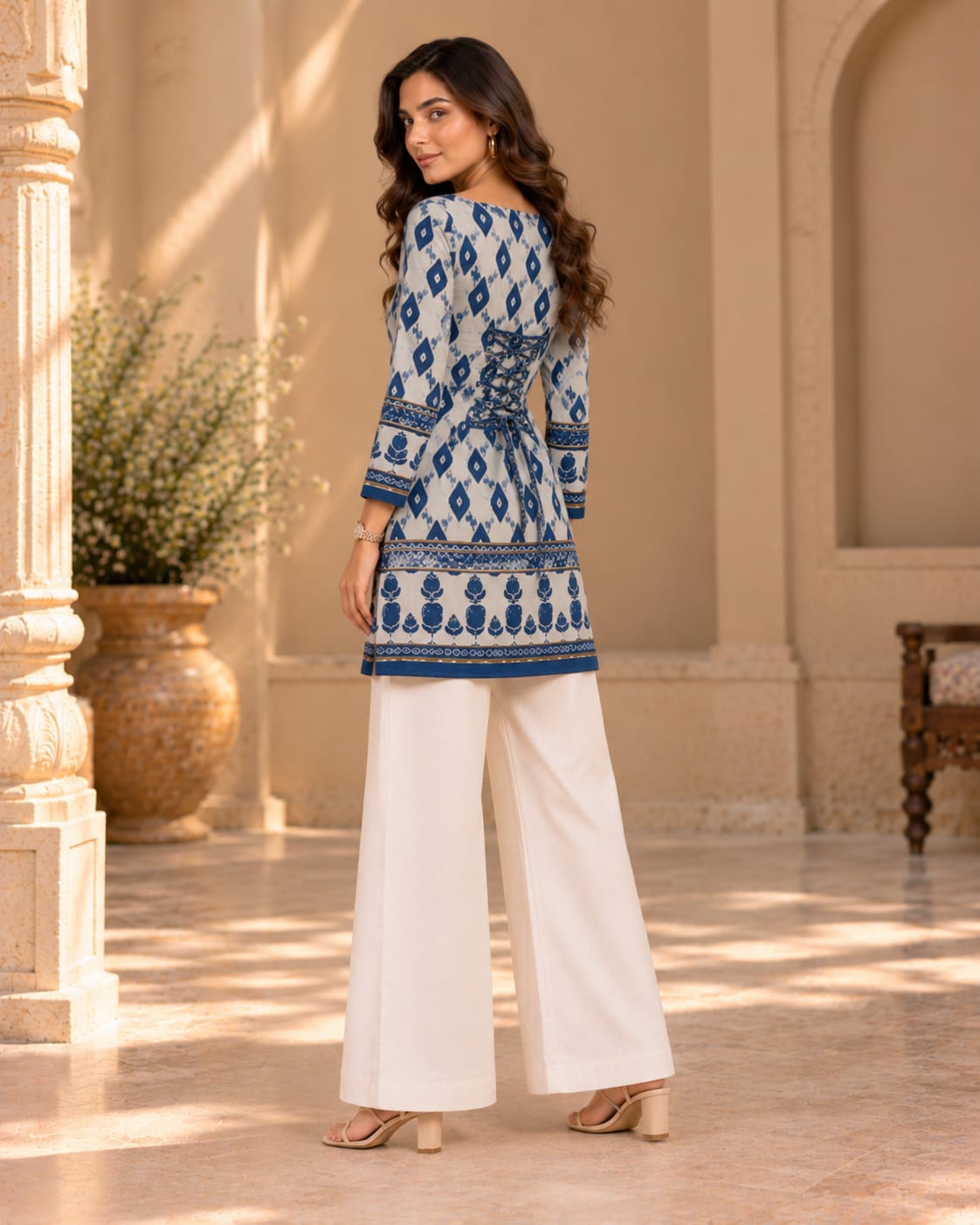 Indigo Diamond Print Cotton Kurti